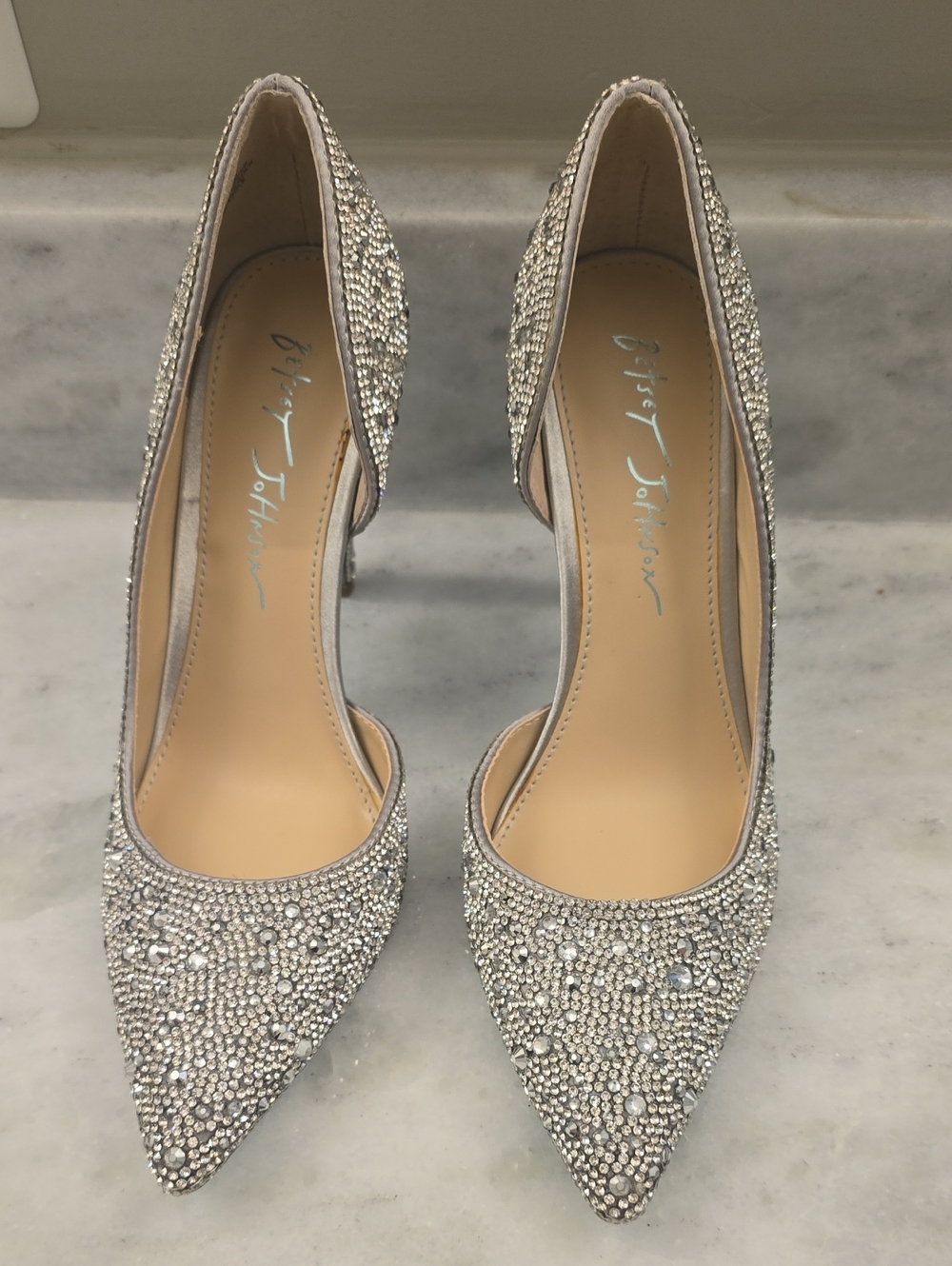 Blue by Betsey Johnson Silver Crystal D'Orsay Pointed-Toe Pumps